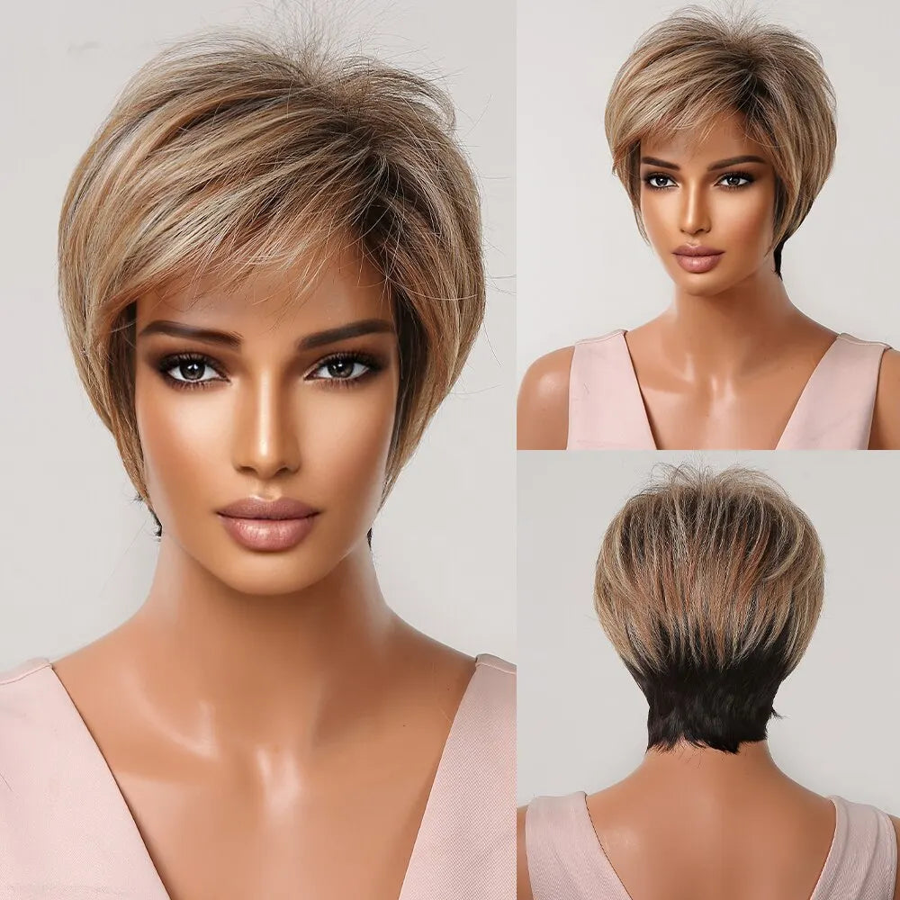 Short Layered Synthetic Hair with Fluffy Bangs