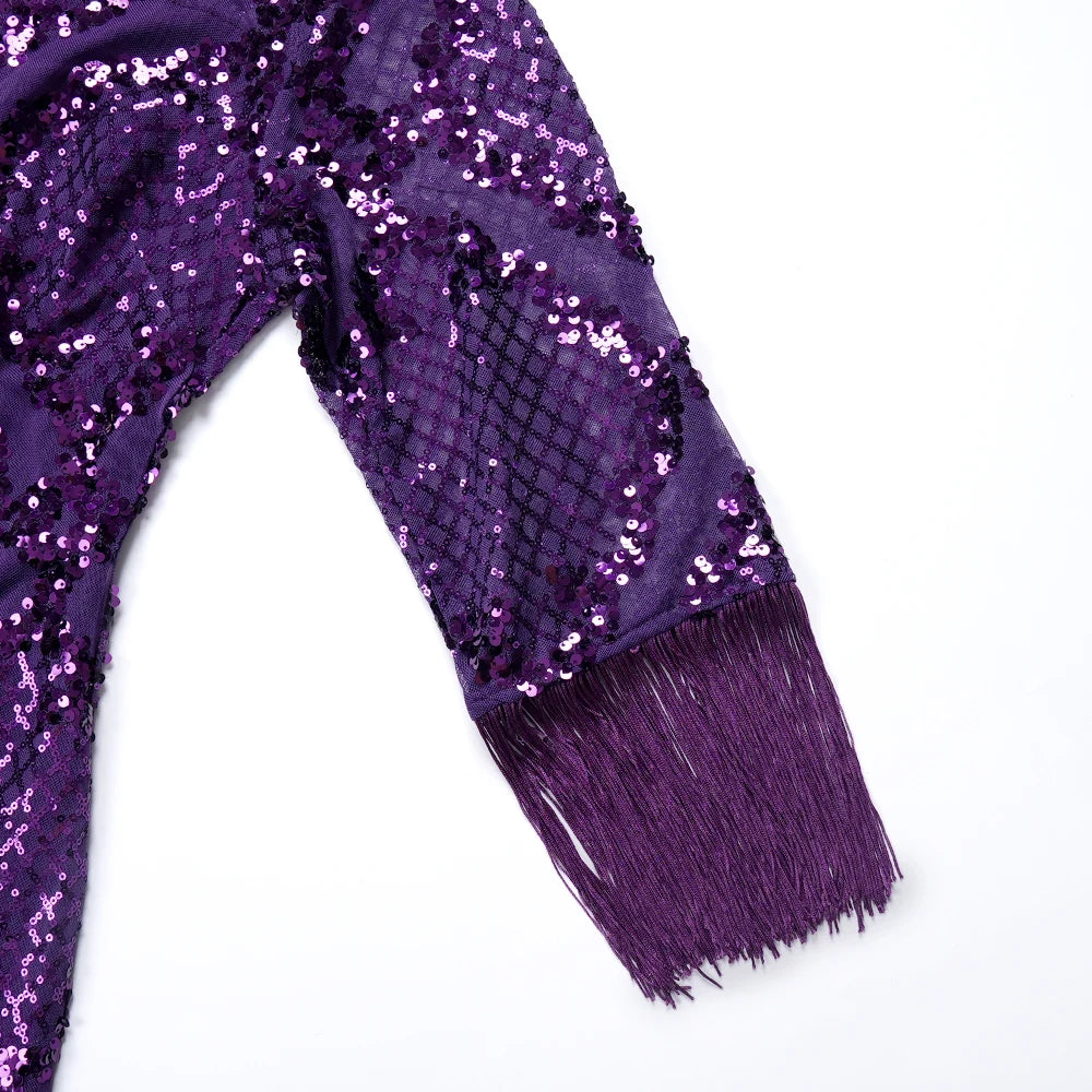 Short Sequin Party Dress with Tassel