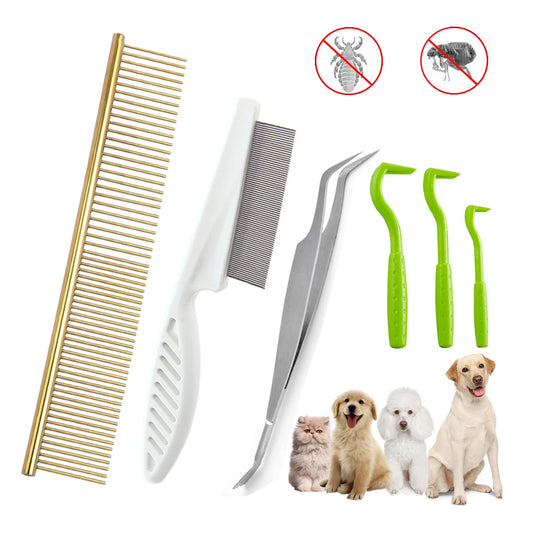 Pet Tick & Flea Removal Tool Kit (6PCS) for Cats and Dogs
