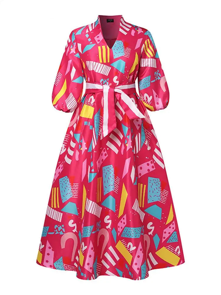 Plus Size Puff Sleeve Floral Satin Maxi Sundress