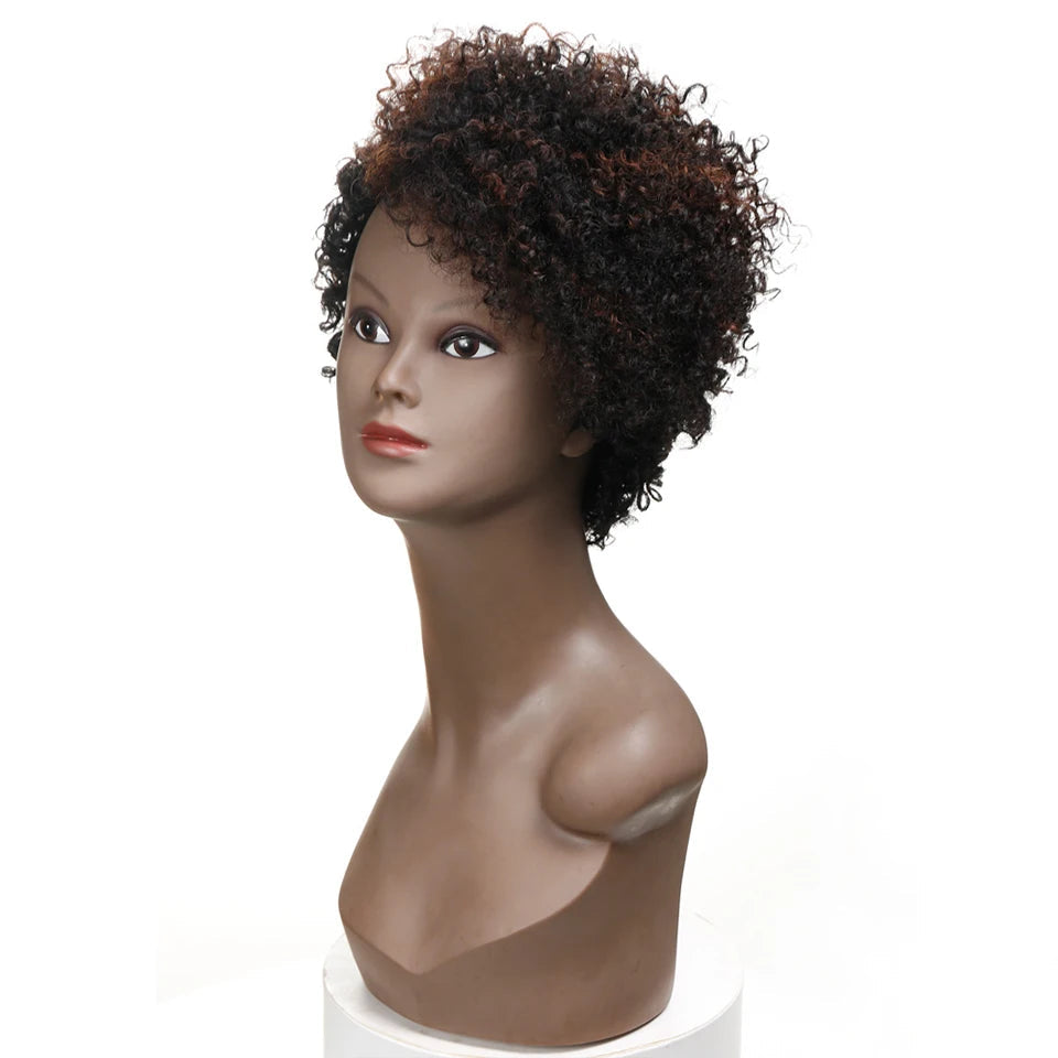 Burgundy Short Pixie Cut Afro Kinky Curly Bob Wig