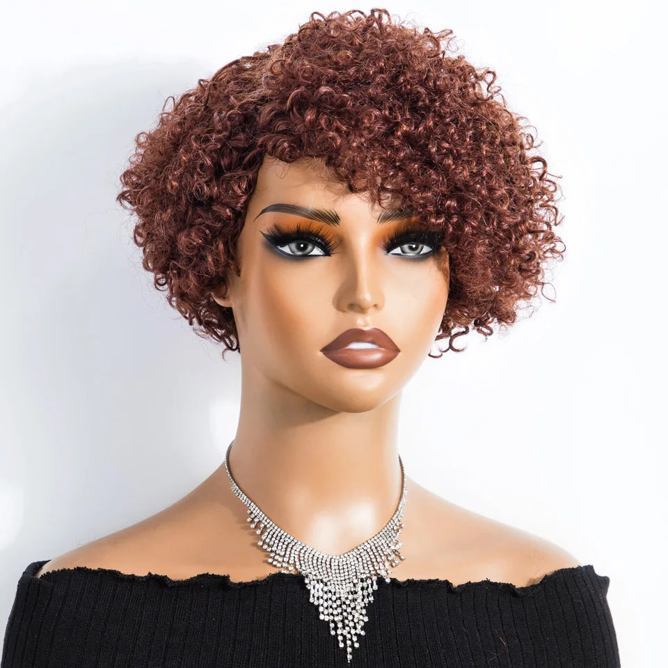 Burgundy Short Pixie Cut Afro Kinky Curly Bob Wig