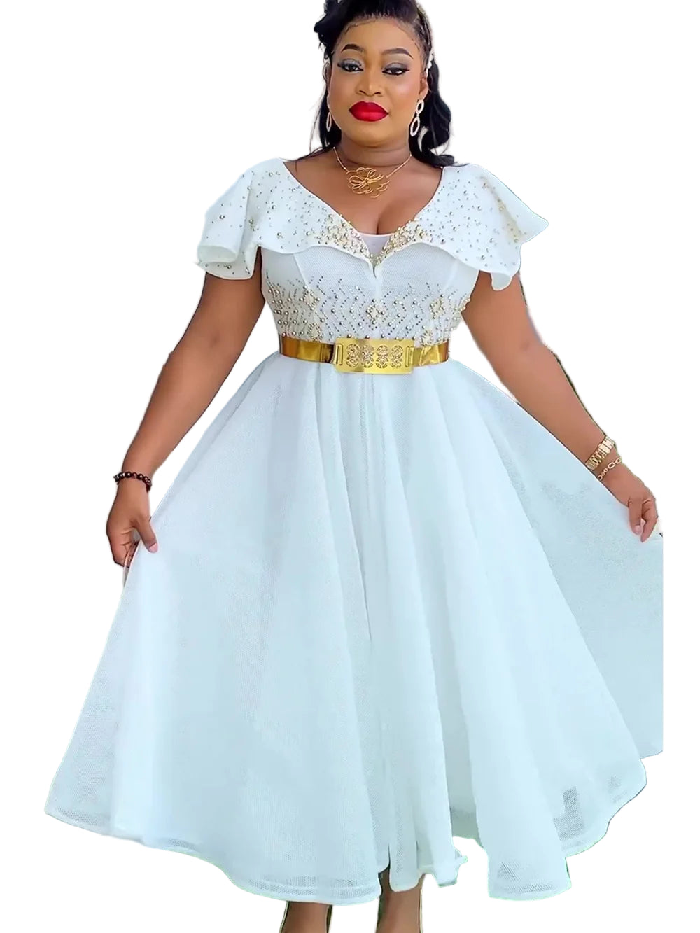 Lenis Plus Size African Wedding Party Dress