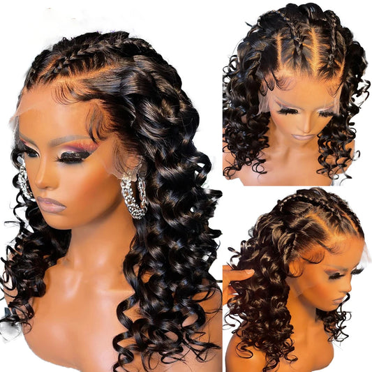 Pre-Plucked Long Black Curly Lace Front Wig