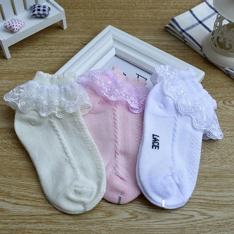 Lace Ruffle Cotton Ankle Socks for Girls