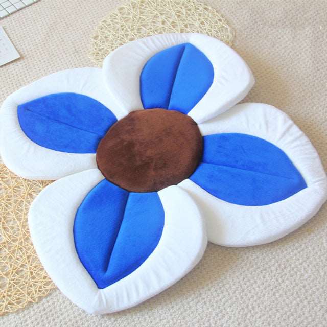 2 IN 1 Baby Lotus Plush Flower Bath And Play Mat 4 Or 7 Petals-baby bath accessory-Blue 4 petals-Free Item Online