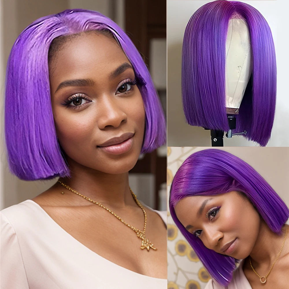 Purple 13x4 Lace Front Short Bob Wig