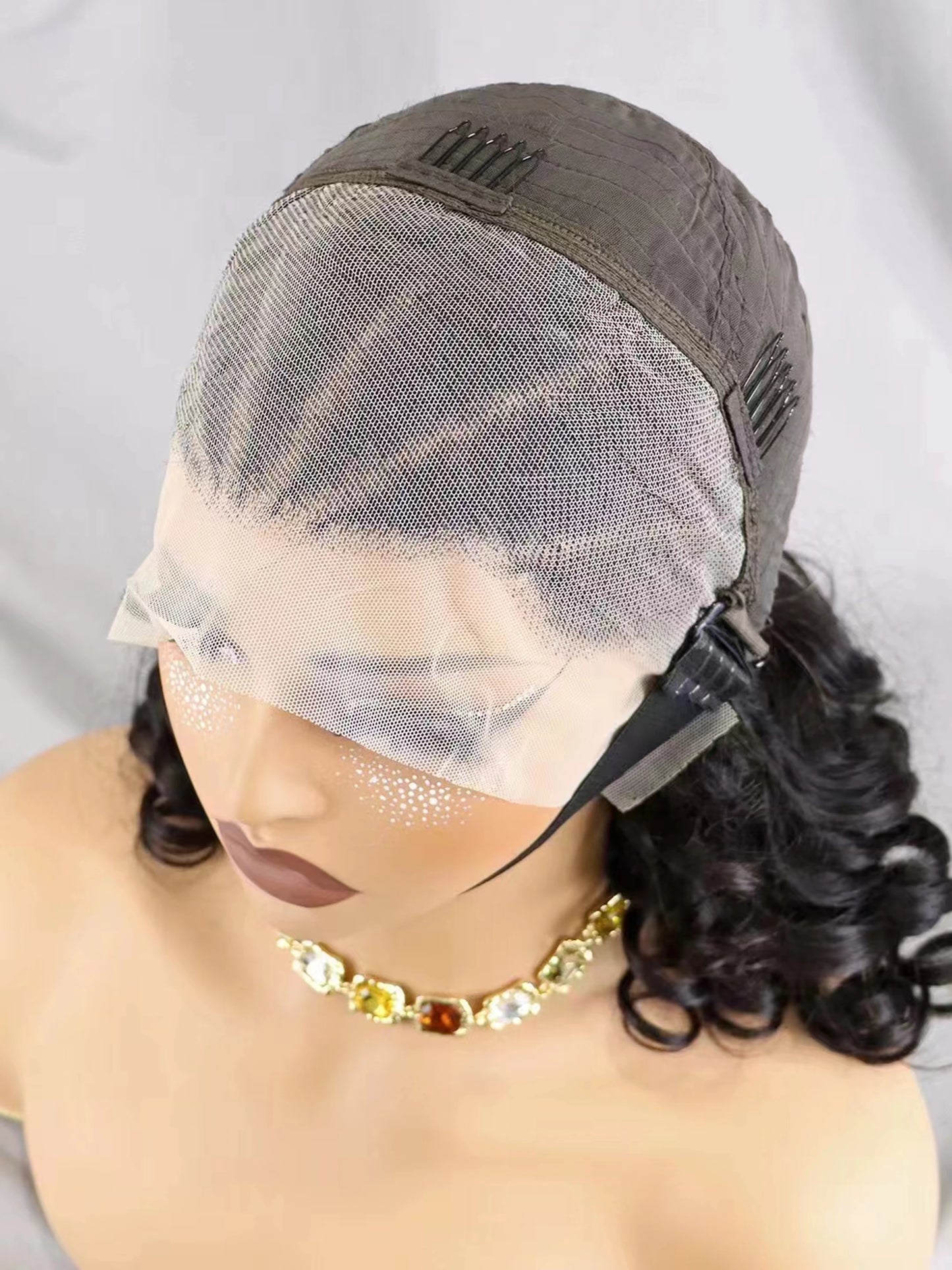 Loose Curly Bob Lace Frontal Wig-Braided style