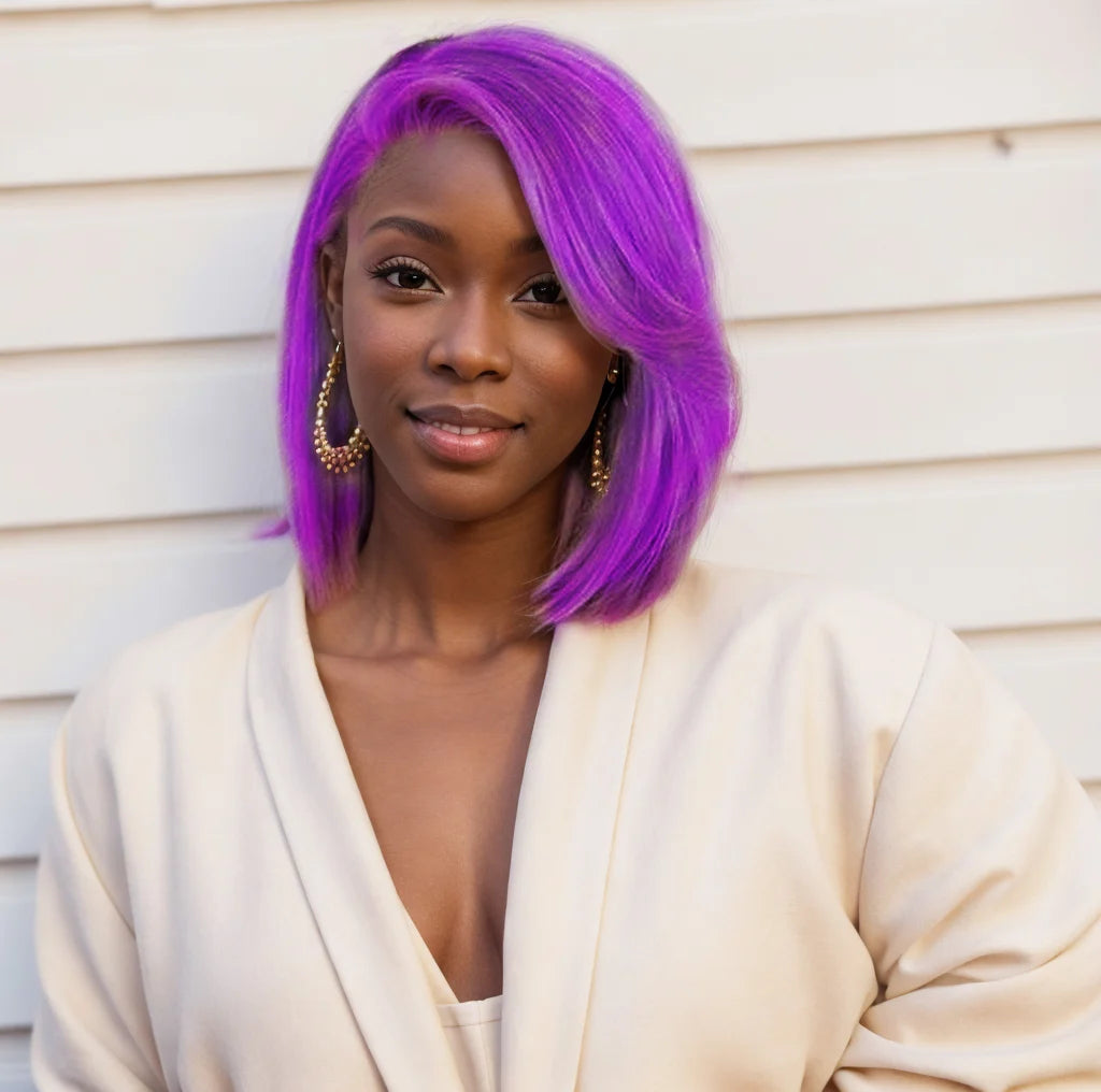 Purple 13x4 Lace Front Short Bob Wig