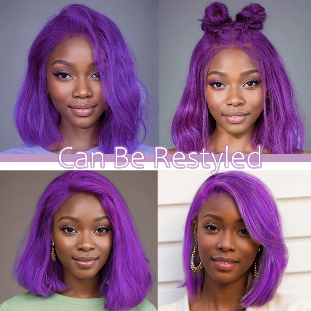 Purple 13x4 Lace Front Short Bob Wig