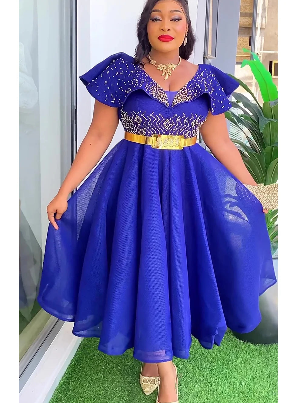 Lenis Plus Size African Wedding Party Dress