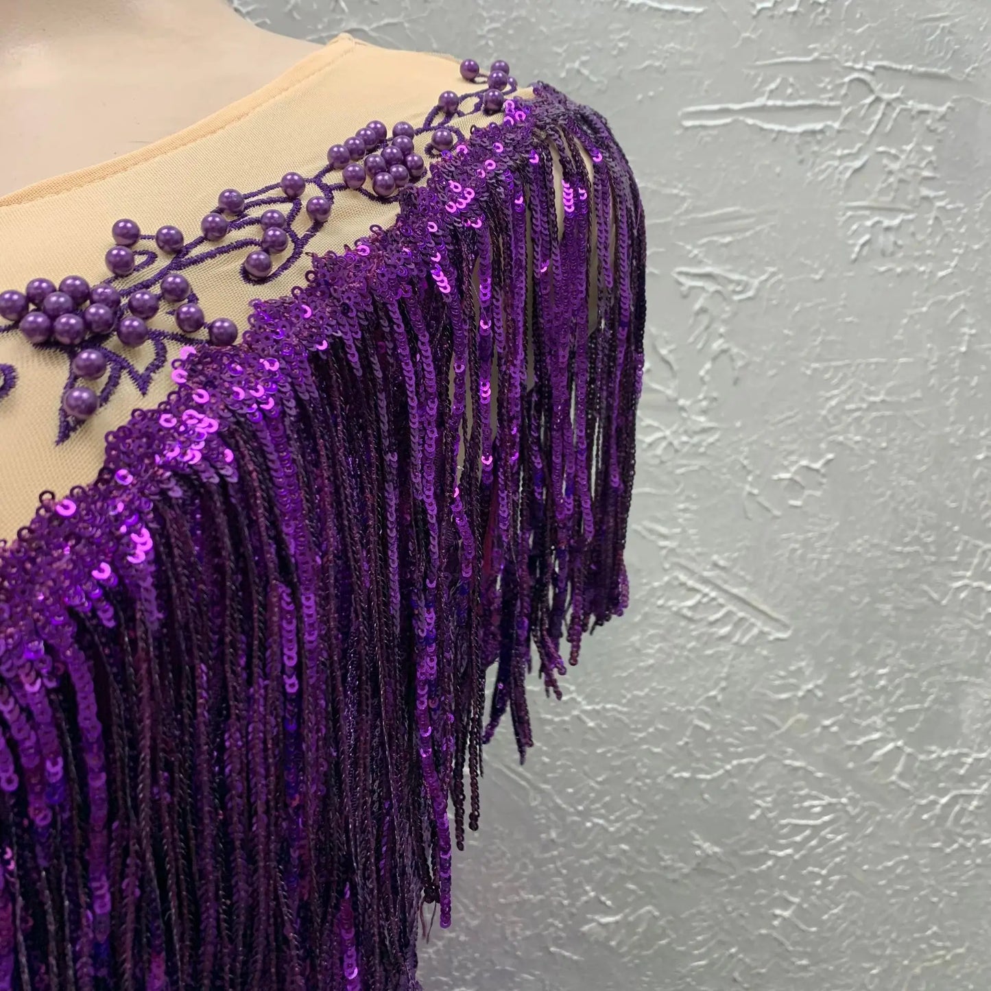 Long Sequin Party Gown with Tassel