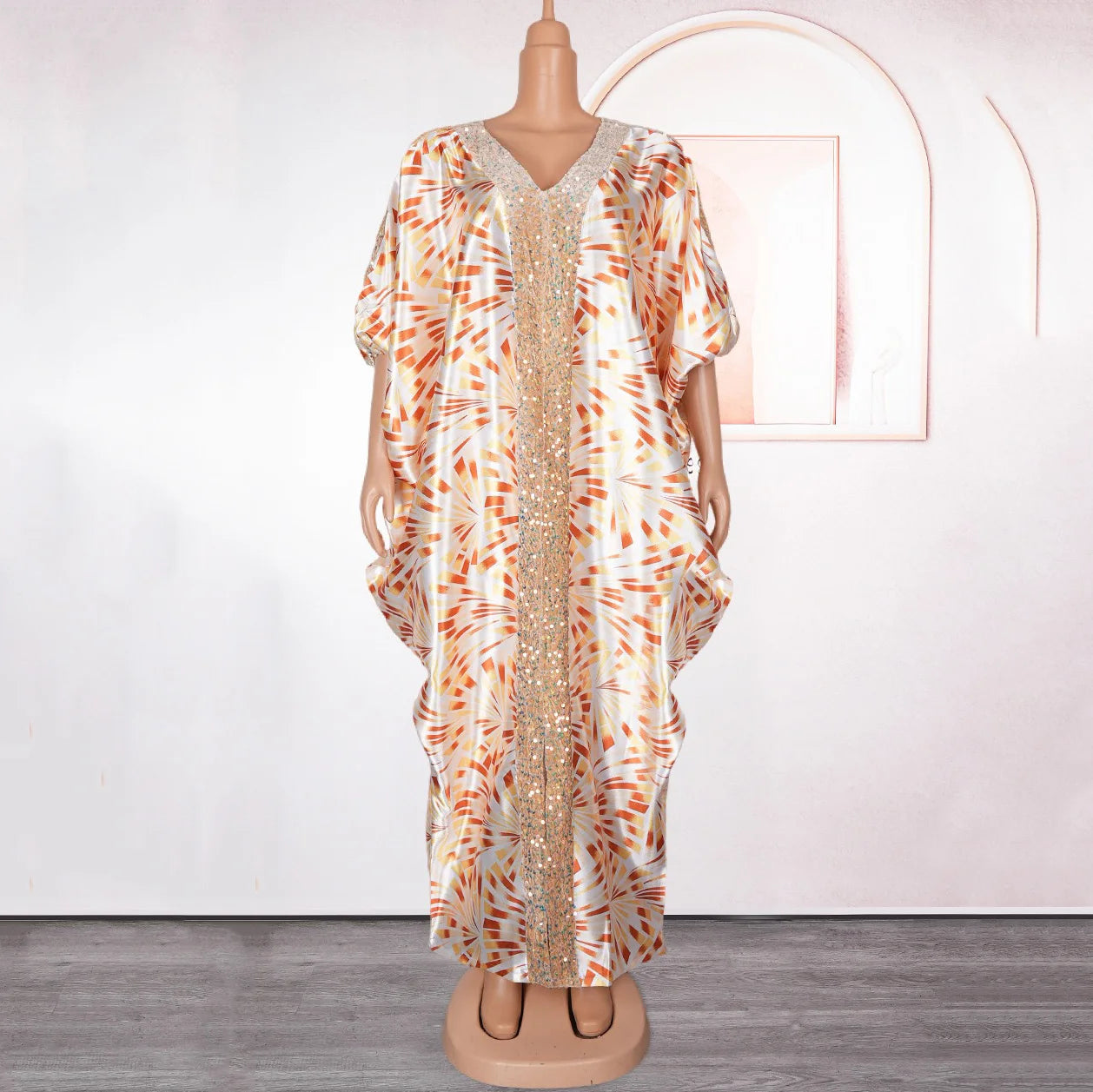 Elegant Muslim Sequin Maxi Dress