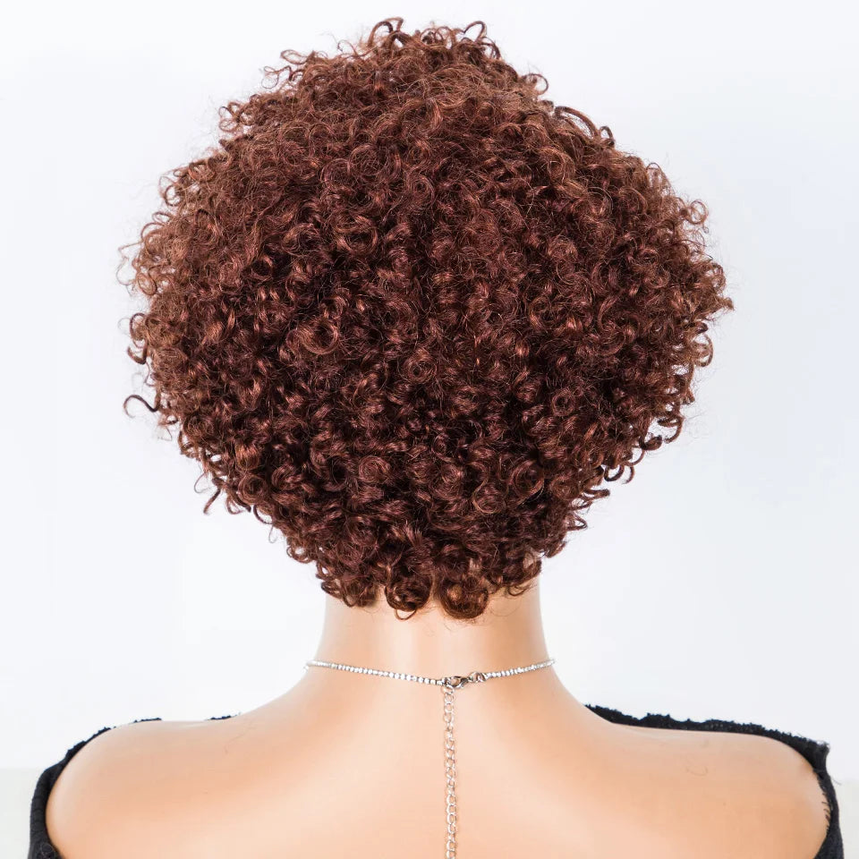 Burgundy Short Pixie Cut Afro Kinky Curly Bob Wig