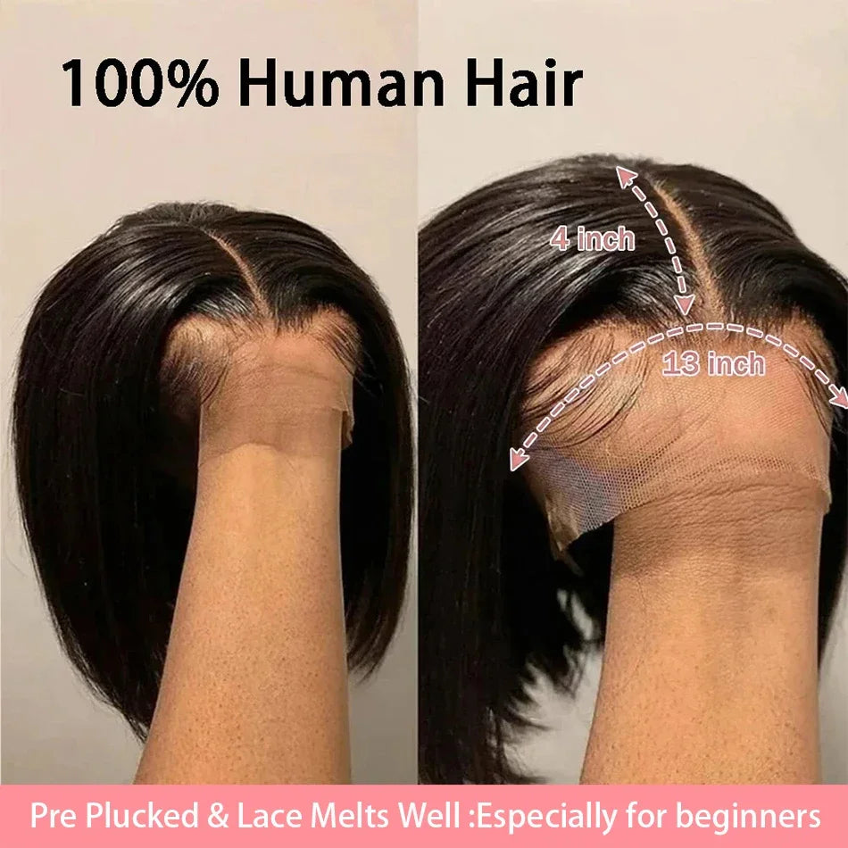 Straight Bob Human Hair Wig-Lace Closure