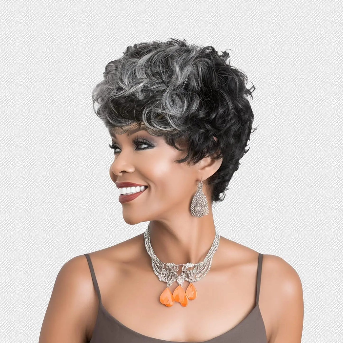 Short Elf Wig with Bangs for Black Women