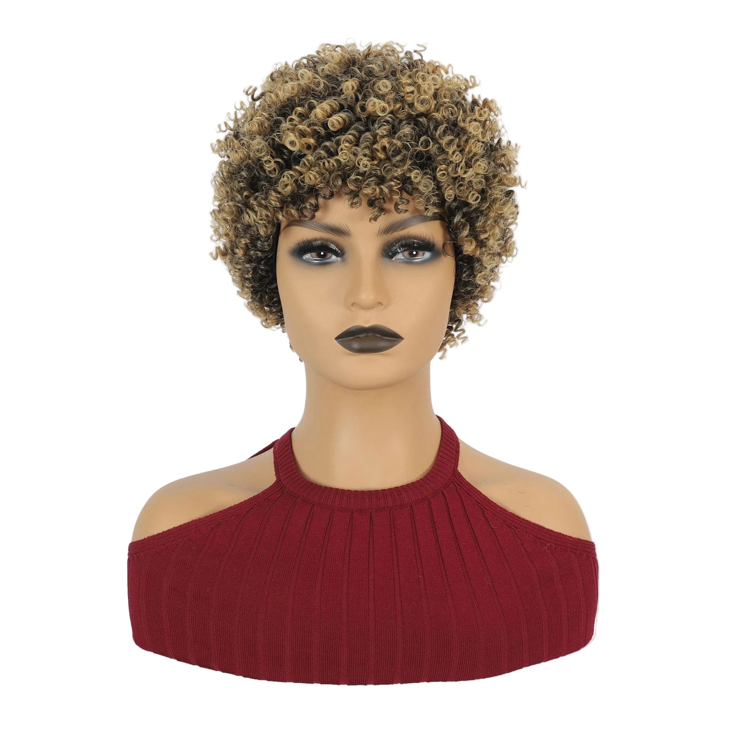 Short Kinky Curly Afro Wig with Bangs