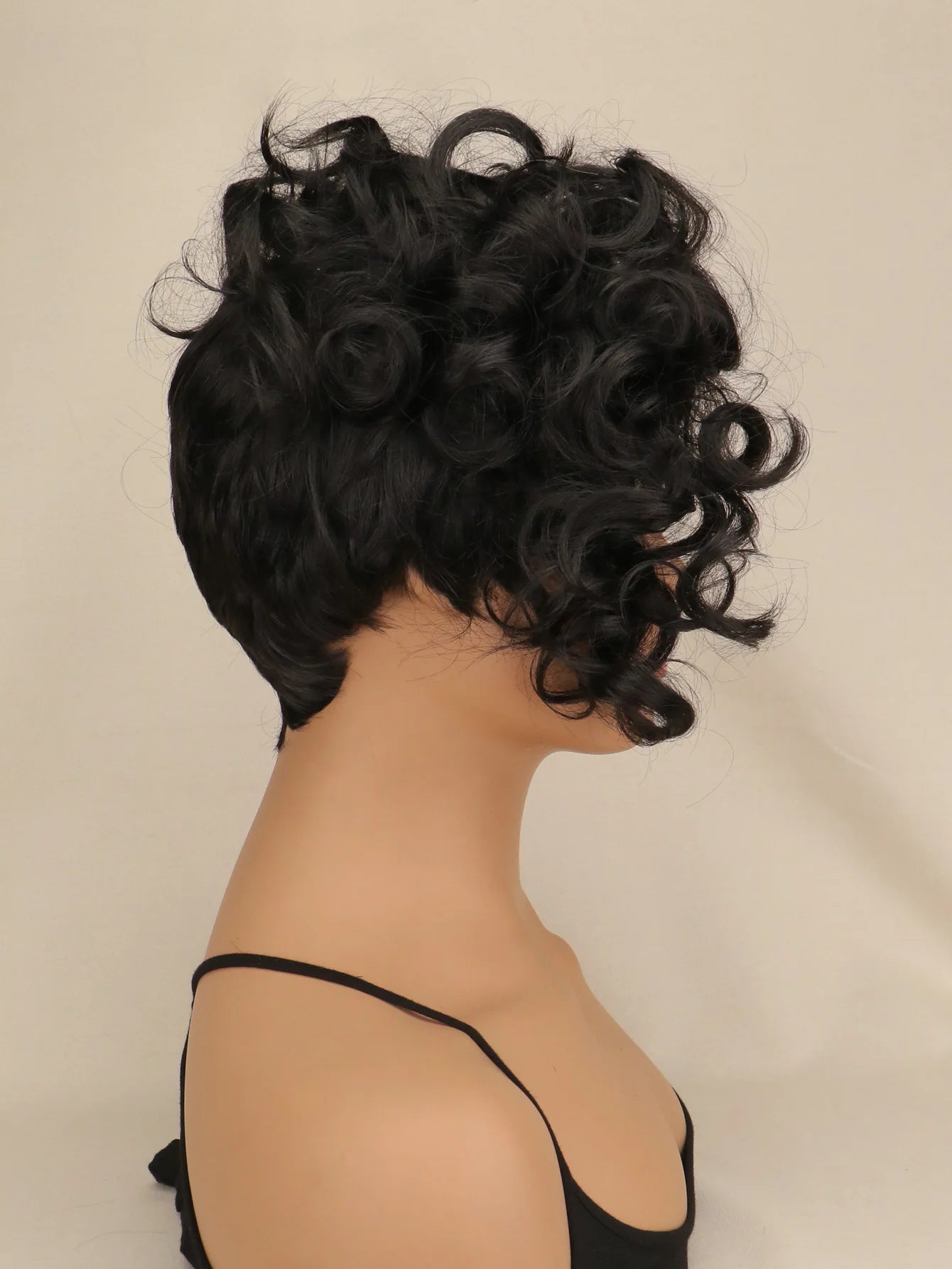 Black Short Curly Pixie Cut Wig for Women