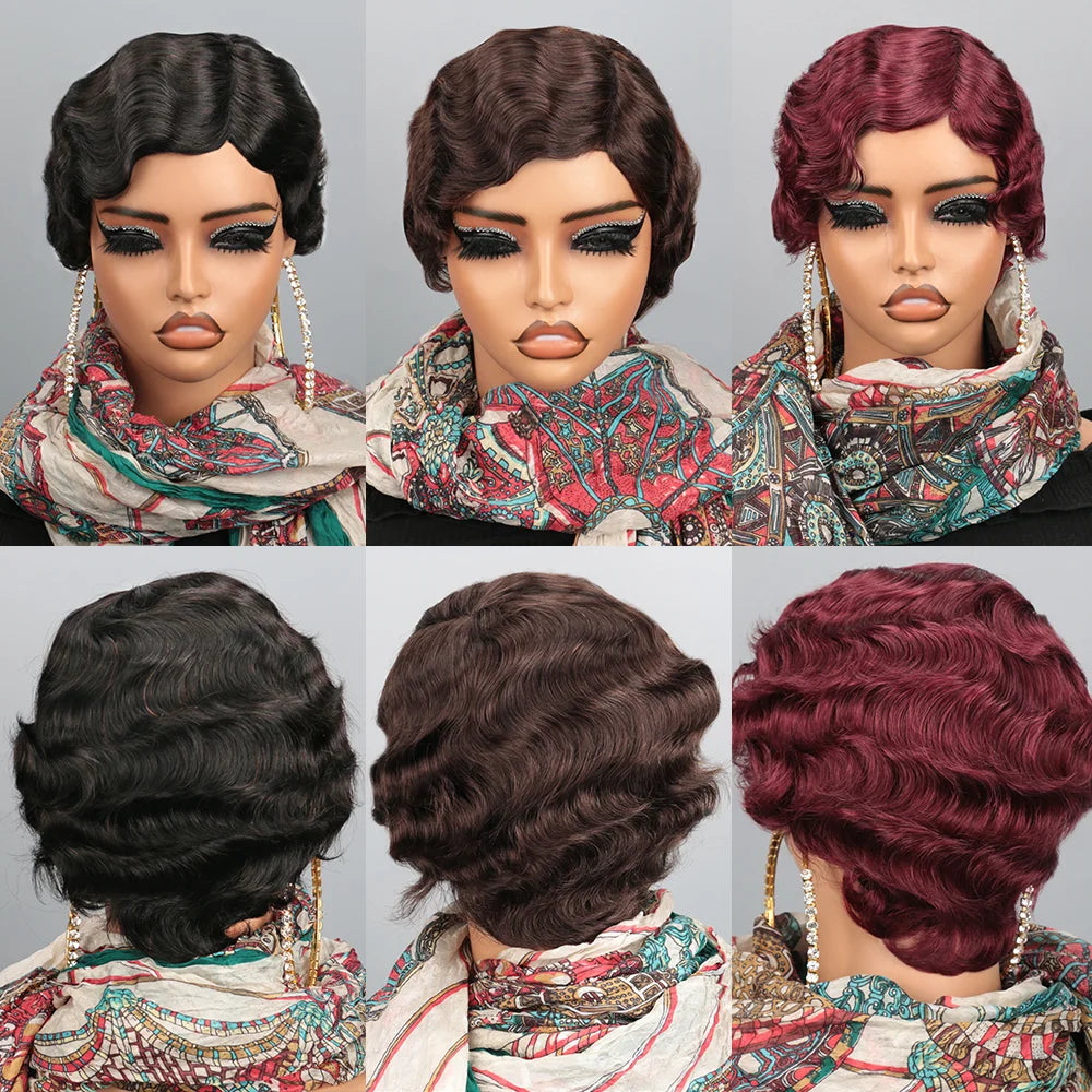 Short Finger Wave Wig for Women