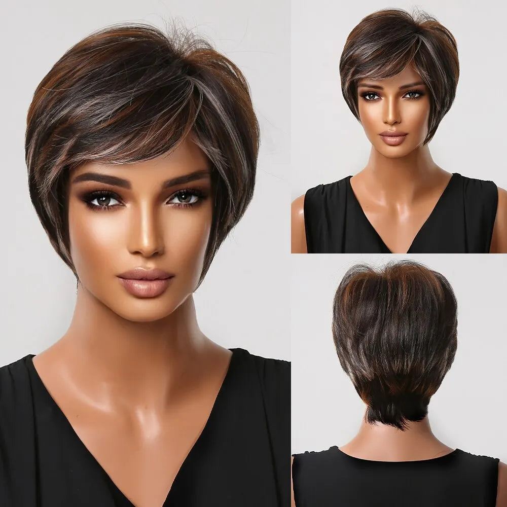 Short Layered Synthetic Hair with Fluffy Bangs