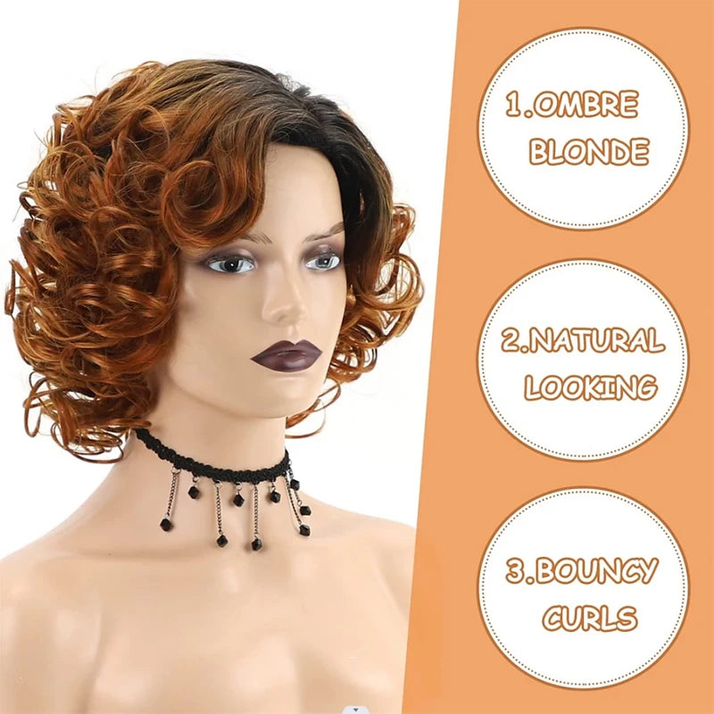 Short Burgundy Curly Wigs for Women