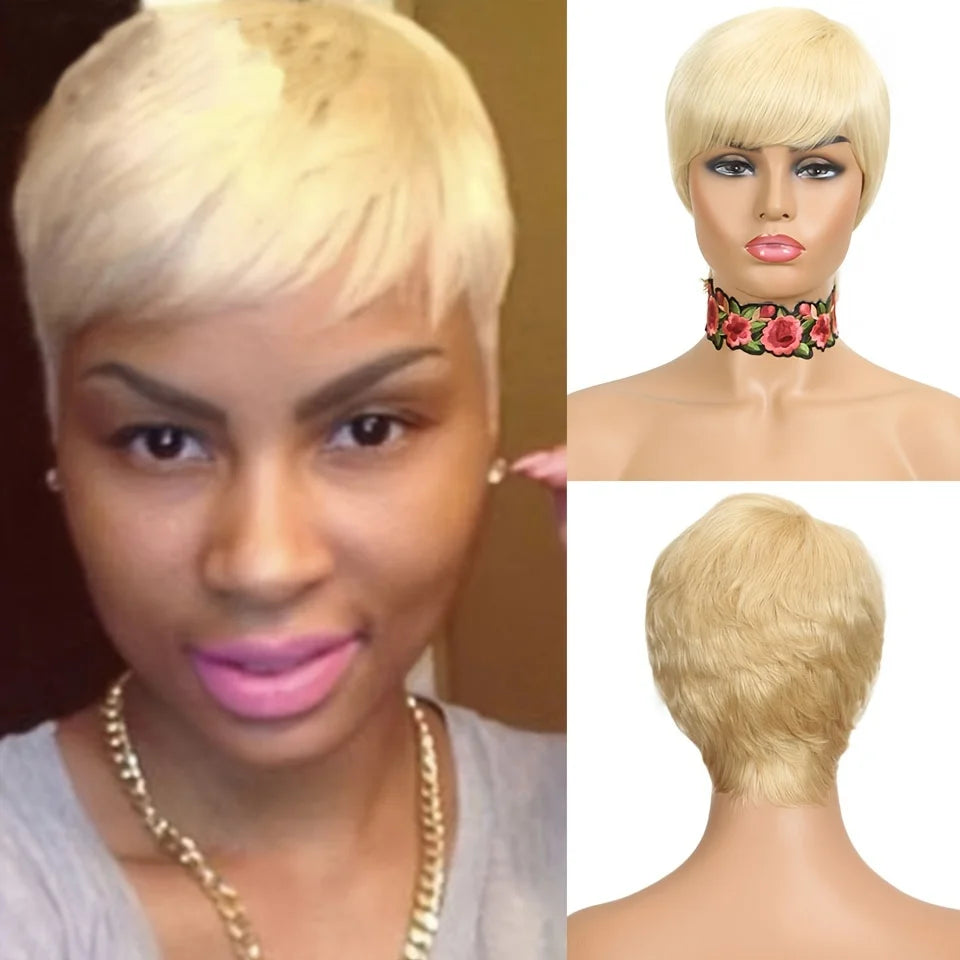 Ginger Short Human Hair Wig with Bangs