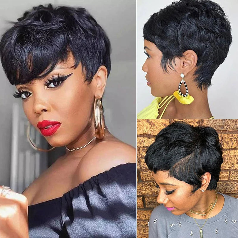 Short Pixie Cut Human Hair Wig for Women