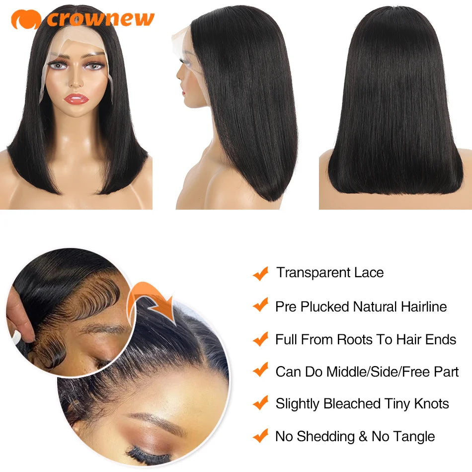 Straight Human Hair Bob – 13x4 Lace Front Wig