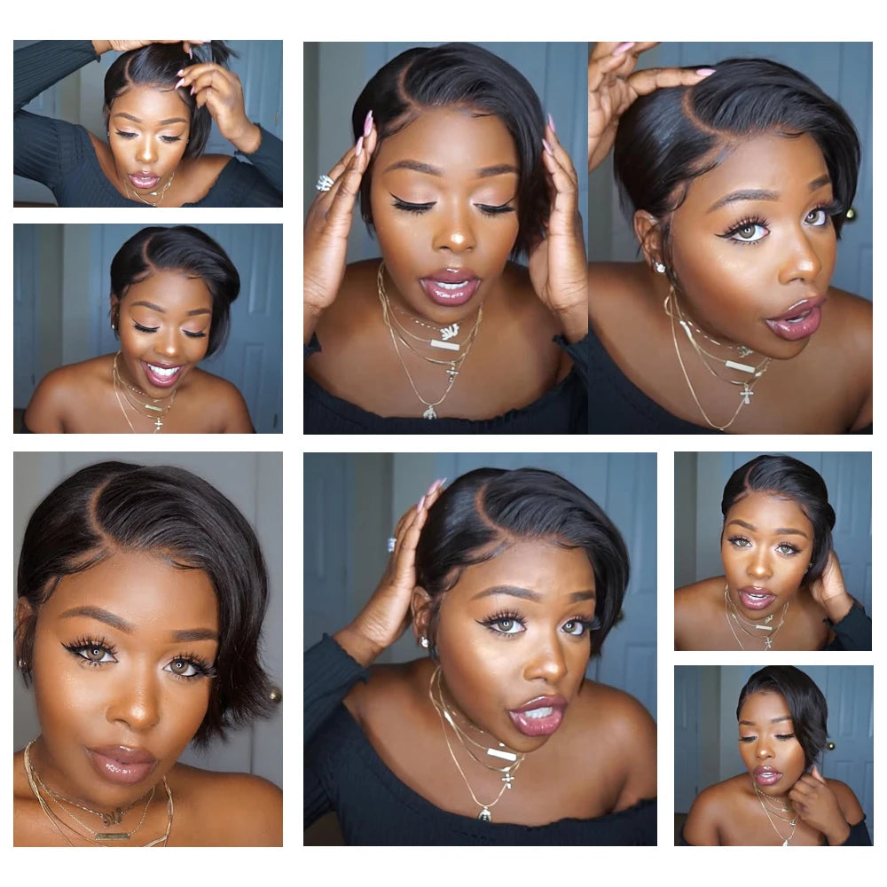 Short Straight Pixie Cut Human Hair Wig