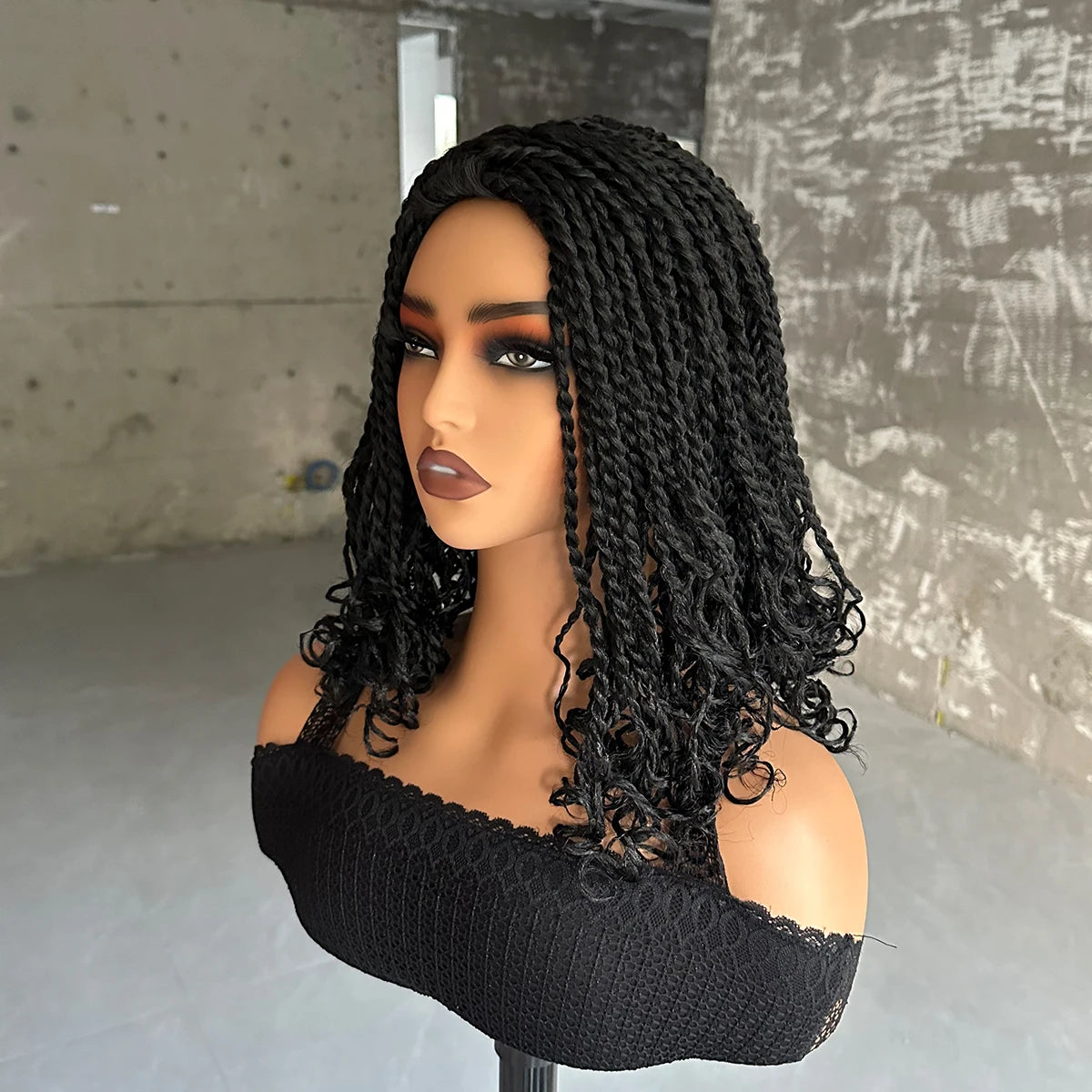 Short Synthetic Box Braided Bob Wig for Black Women