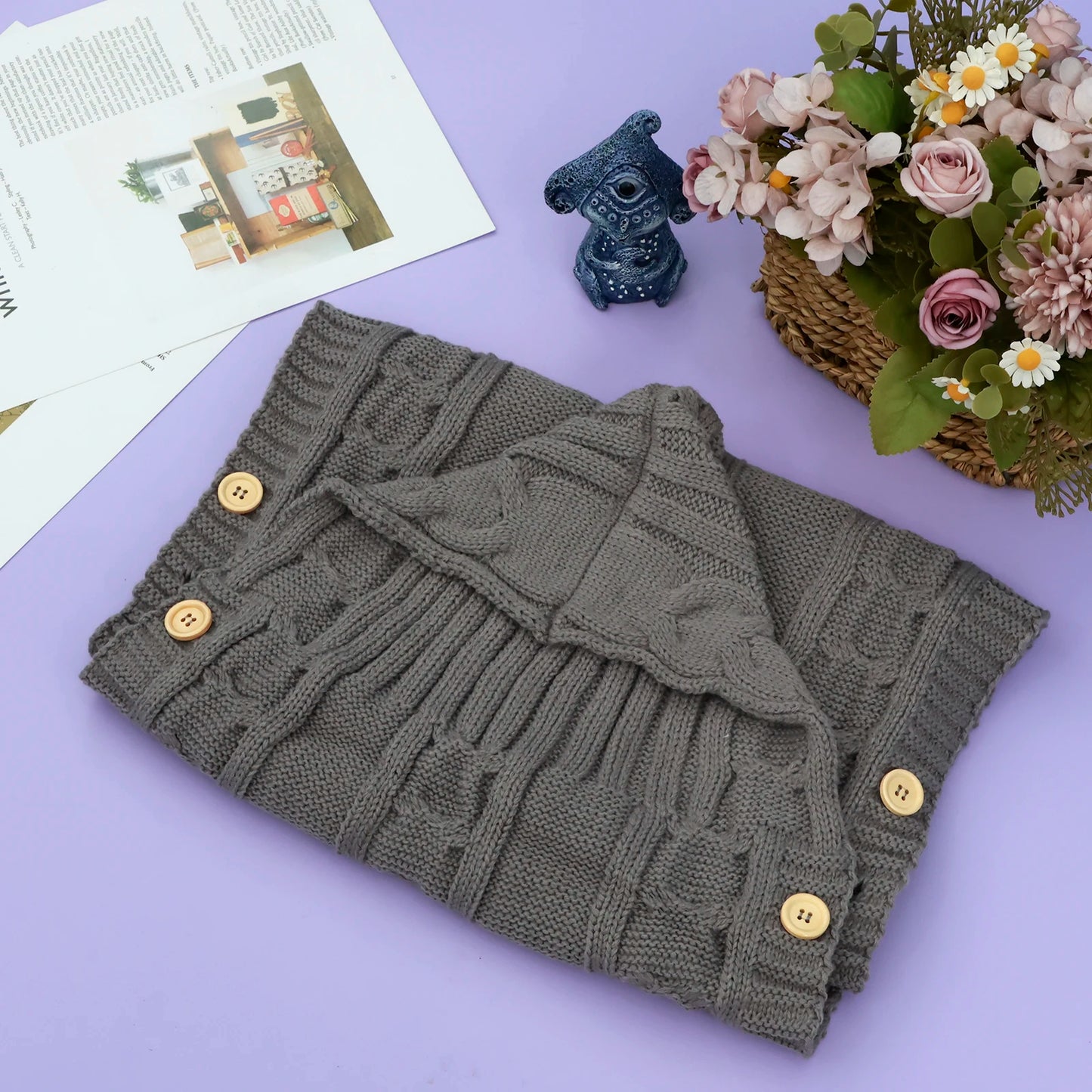 Newborn Baby Knit Swaddle Blanket Wrap Bag