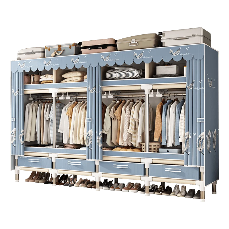 Stainless Steel Wardrobe Closet with Dustproof Cover