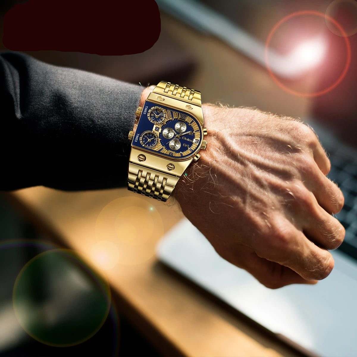 Men's Square Gold Quartz Watch