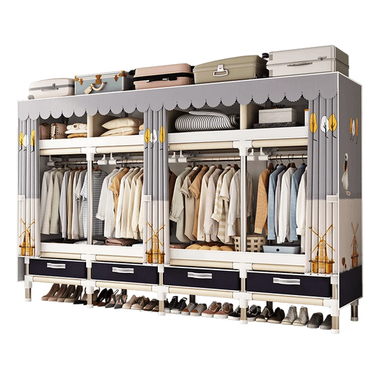 Stainless Steel Wardrobe Closet with Dustproof Cover