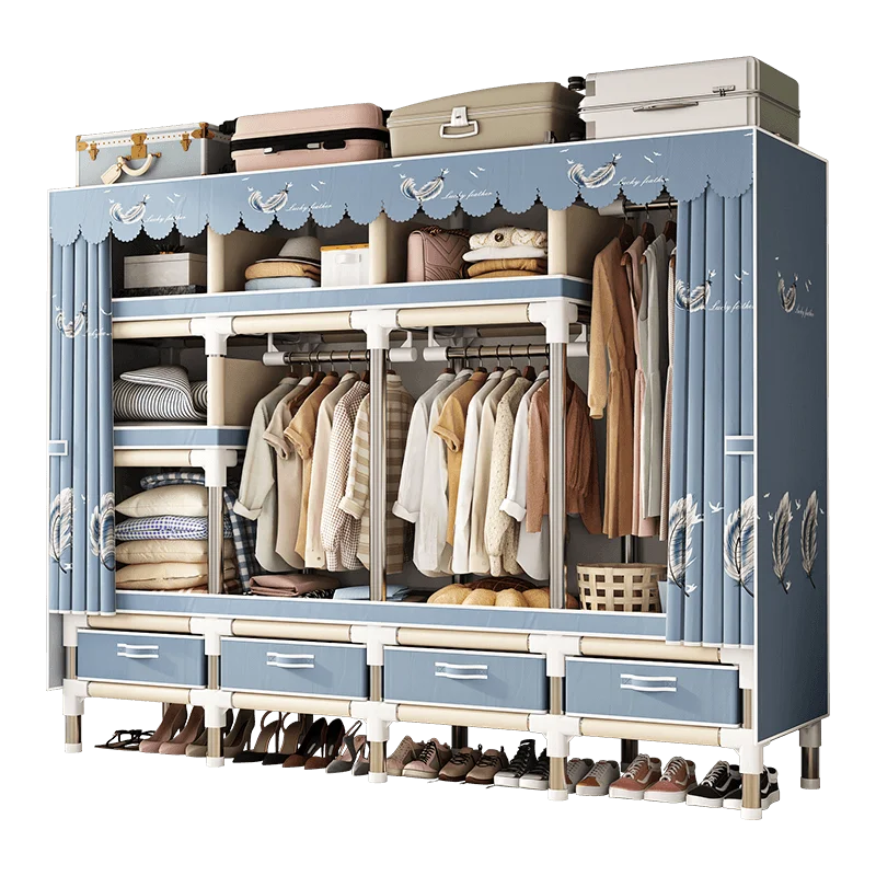 Stainless Steel Wardrobe Closet with Dustproof Cover