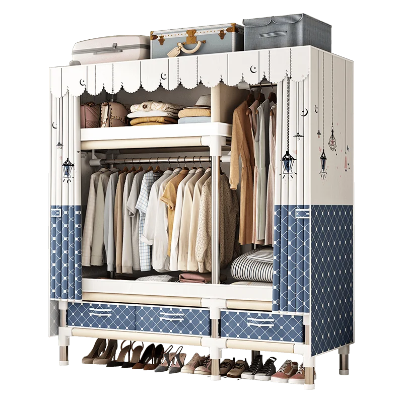 Stainless Steel Wardrobe Closet with Dustproof Cover