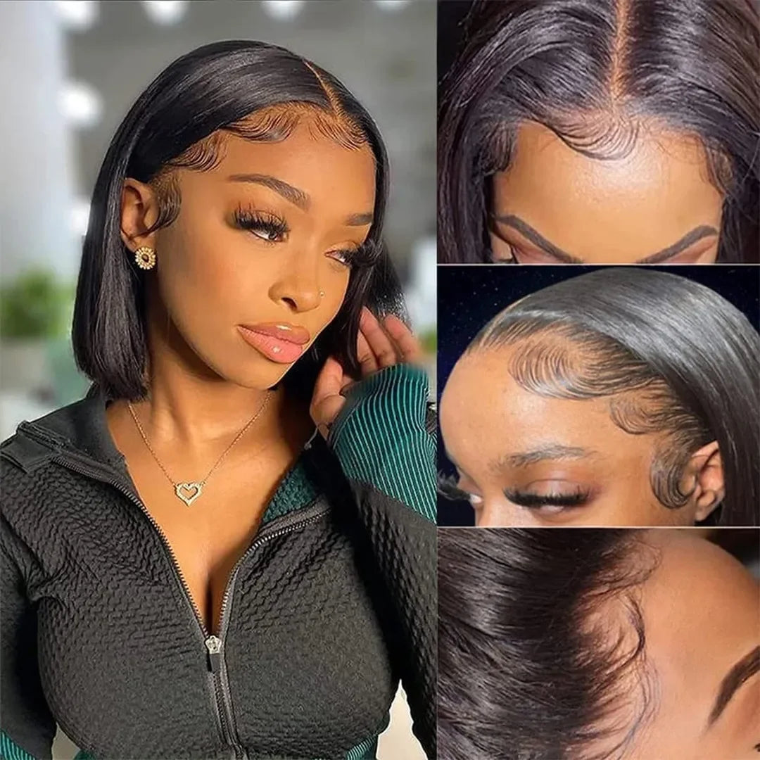 Straight Bob Human Hair Wig-Lace Closure