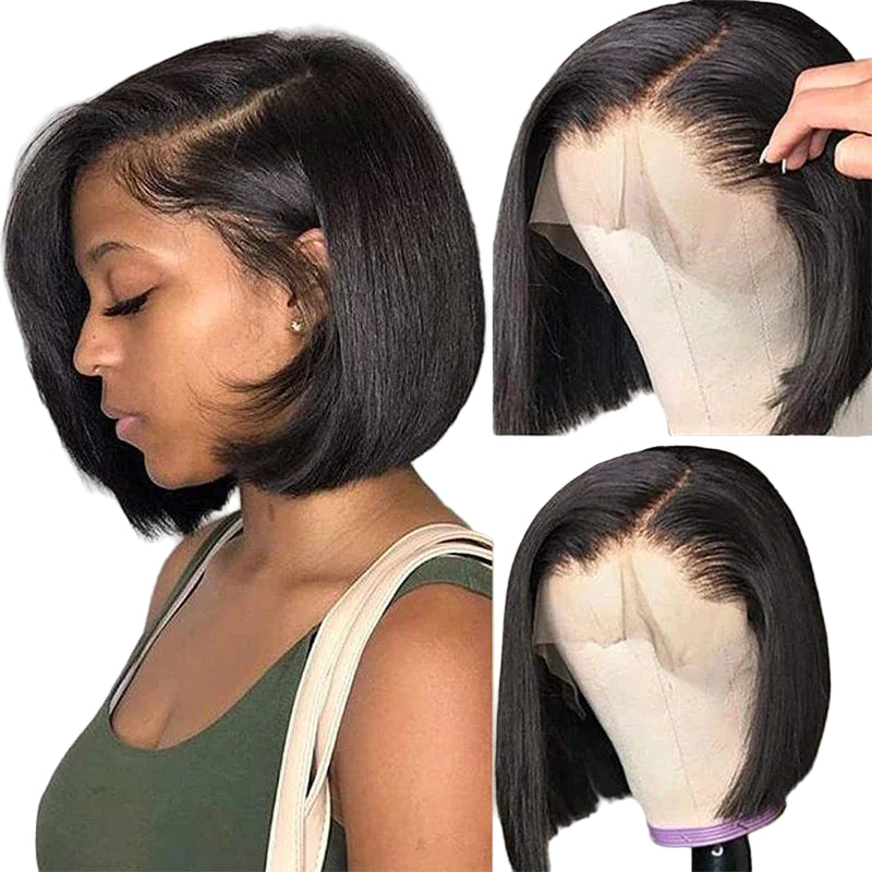 Straight Bob Human Hair Wig-Lace Closure