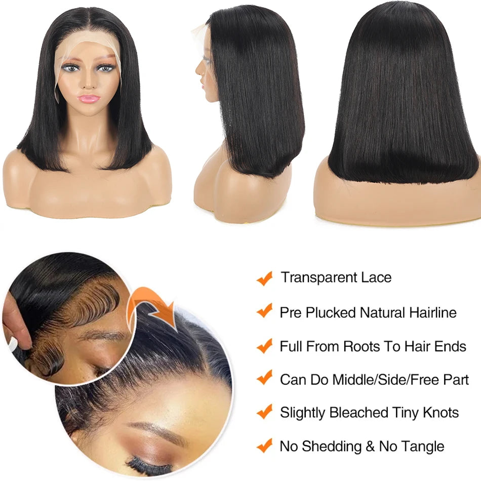 Straight Bob Human Hair Wig-Lace Closure