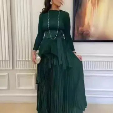 Elegant Pleated Maxi Two-Piece for Women