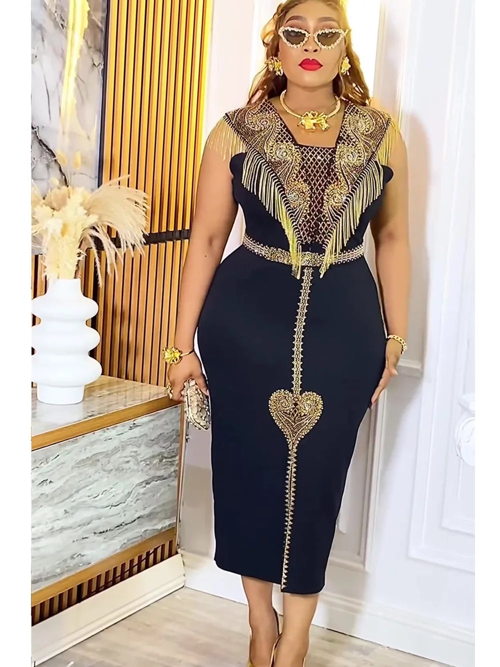 Plus Size African Wedding Party Dress for Women