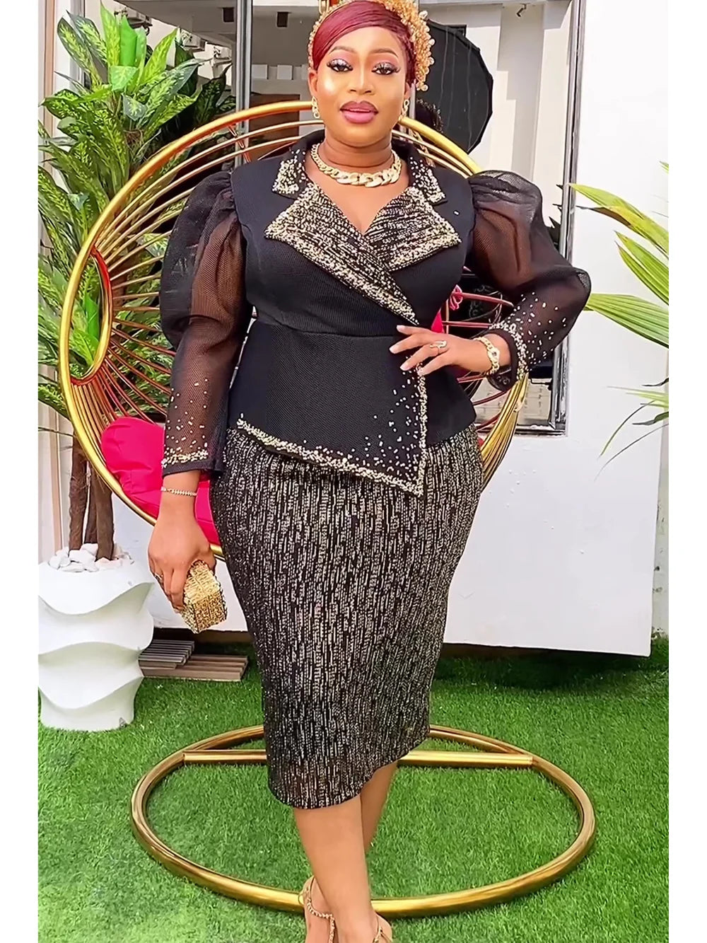 Lenis Elegant African Wedding Party Dress