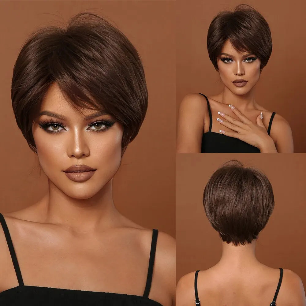 Short Layered Synthetic Hair with Fluffy Bangs