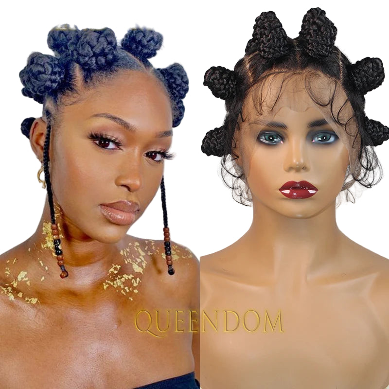 Full Lace Bantu Knots Synthetic Braided Wig