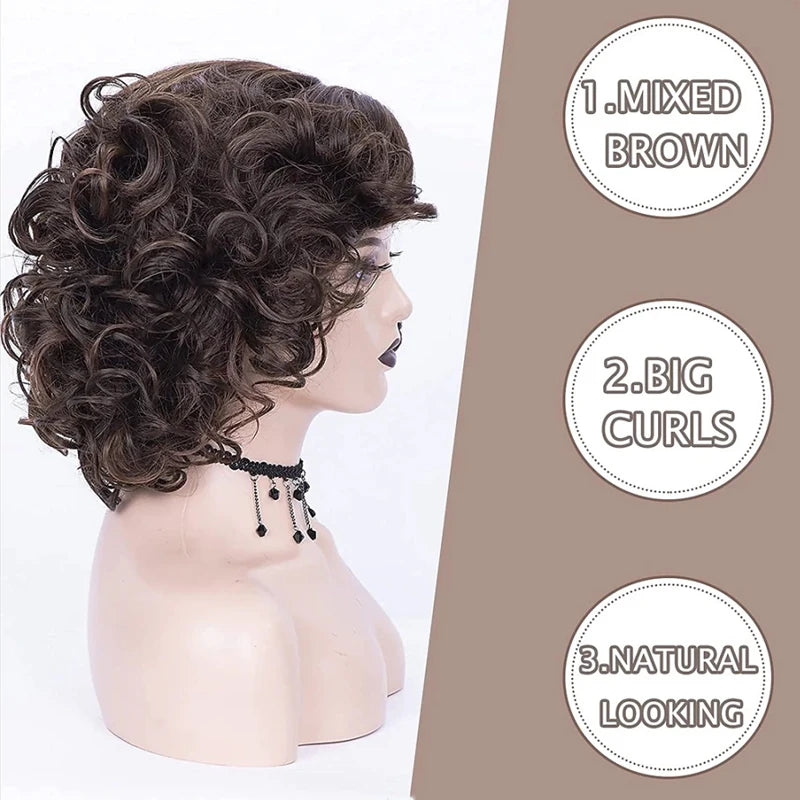 Short Burgundy Curly Wigs for Women