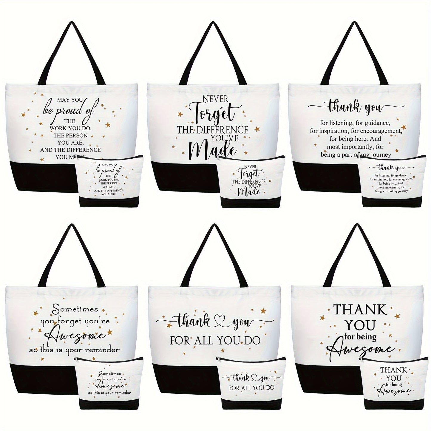 Thank You Canvas Tote Bags Bulk 24pcs