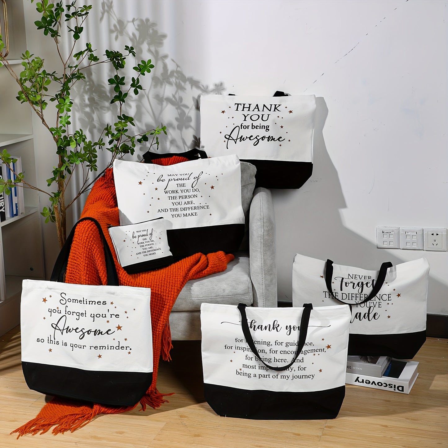 Thank You Canvas Tote Bags Bulk 24pcs