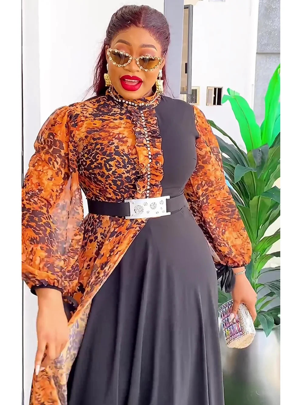 Elegant African Chiffon Maxi Dress