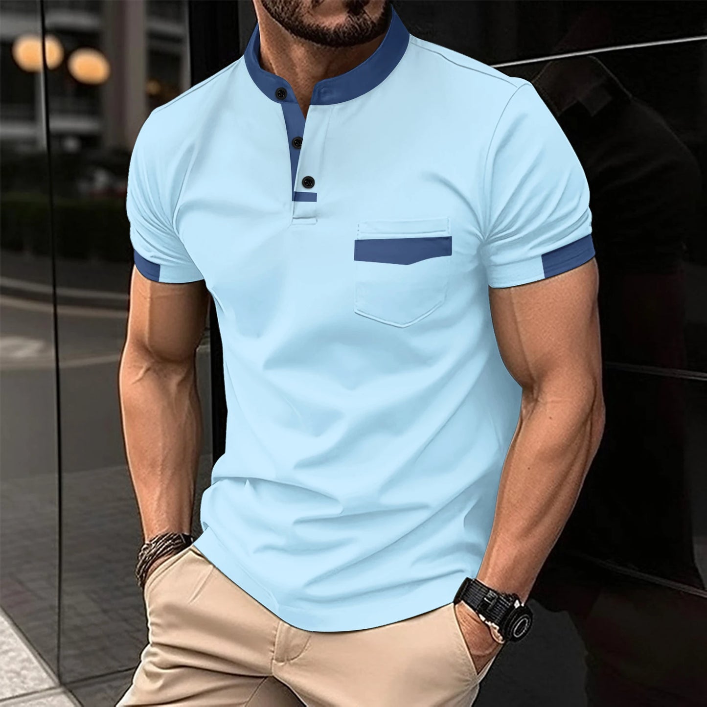 Men’s Summer Polo Shirt with Chest Pocket