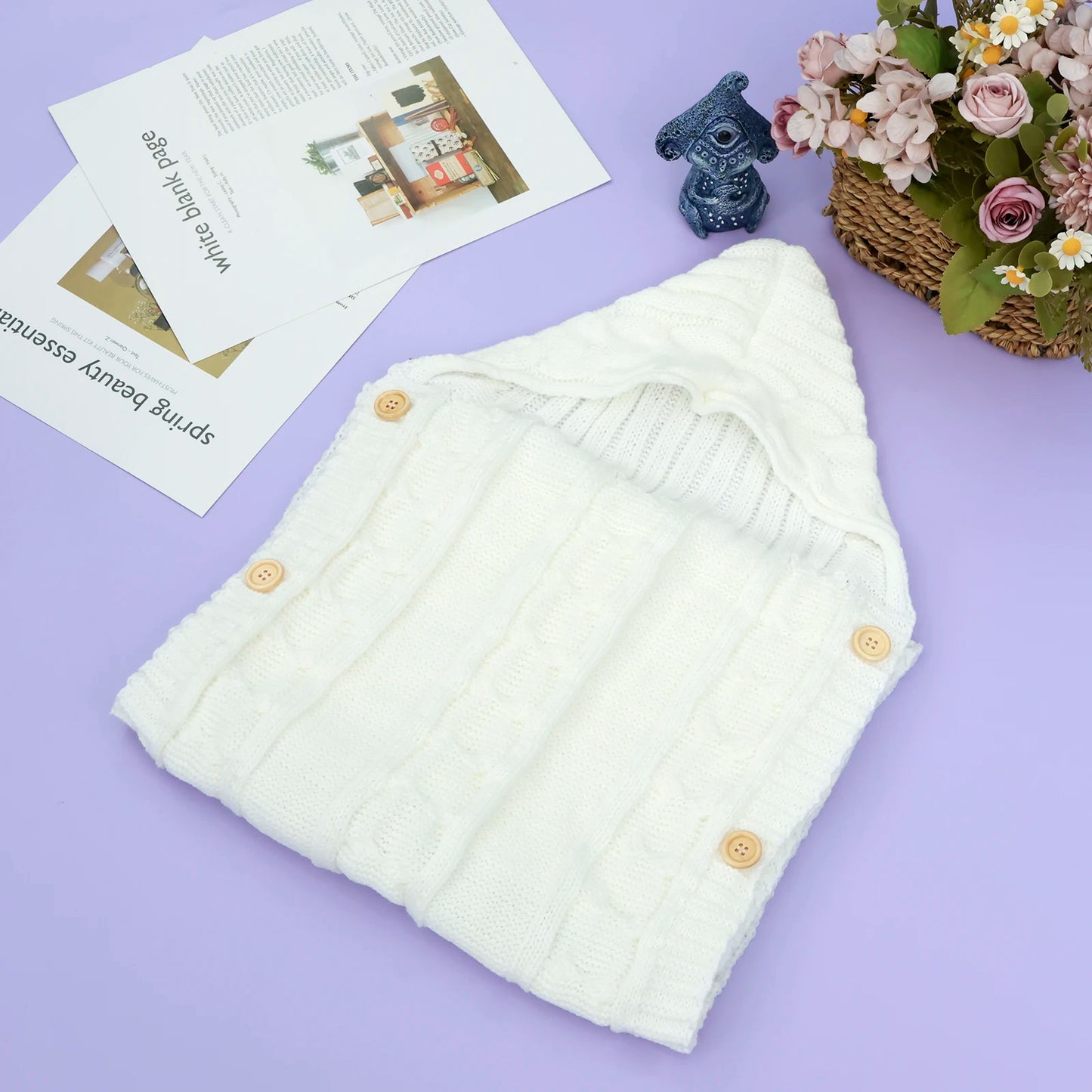Newborn Baby Knit Swaddle Blanket Wrap Bag